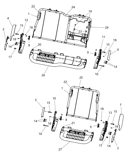 2010 Dodge Ram 3500  Frame-Rear Seat Back Diagram for 68050771AA