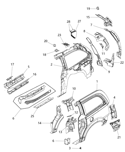 2011 Chrysler Town & Country  Panel-Quarter Diagram for 4894757AE