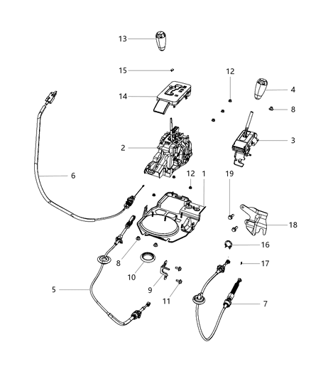 2011 Jeep Wrangler  Bracket-Shift Cable Diagram for 55398213AA