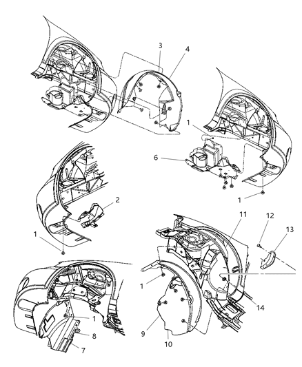 2002 Chrysler Sebring  Shield-Fender Diagram for 4878822AB