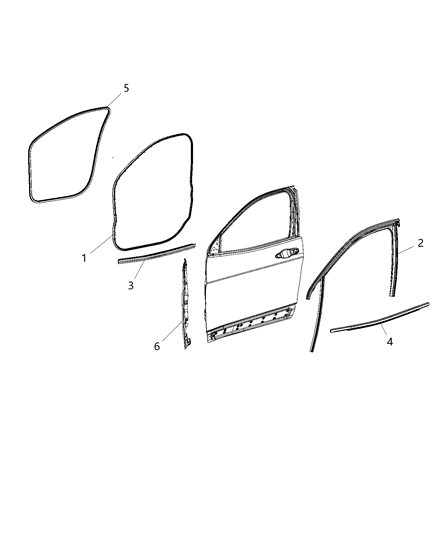 2019 Jeep Cherokee  WEATHERSTRIP-Front Door Body Mounted Diagram for 5056306AA
