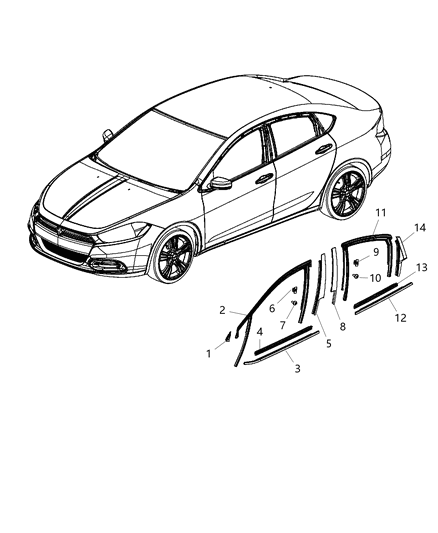 2013 Dodge Dart  APPLIQUE-C Pillar Diagram for 68082734AC