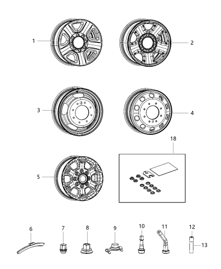 2019 Ram 3500  Nut-Tire Pressure Sensor Diagram for 68206637AA