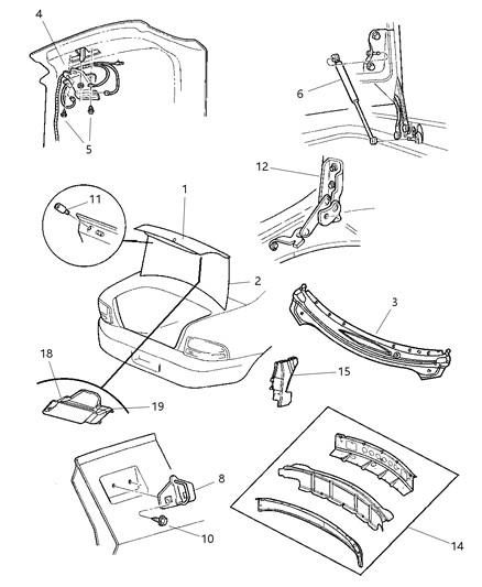 2004 Chrysler Sebring  Latch-DECKLID Diagram for 5056225AA