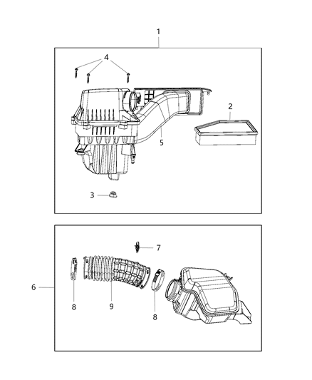 2017 Chrysler Pacifica  Clamp-Air Cleaner Duct Diagram for 6512072AA