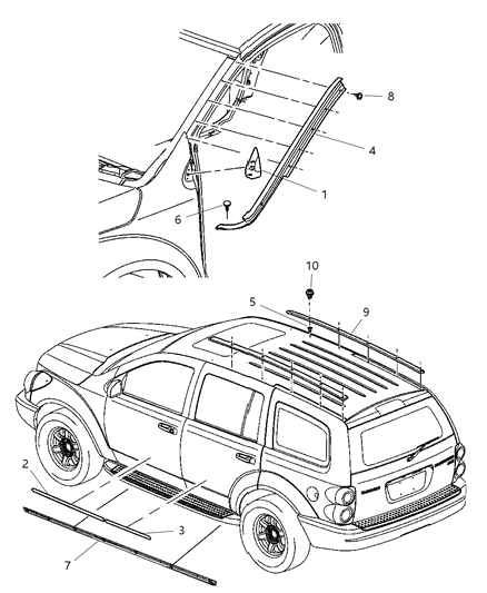 2008 Dodge Durango Molding-Front Door Diagram for 1CK501BMAA