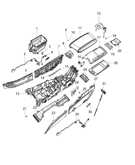 2021 Dodge Durango Bracket-Center Console Diagram for 68520012AA