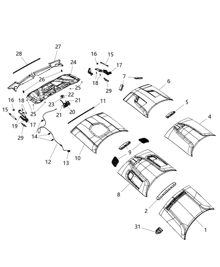 2018 Dodge Challenger  Seal-Hood Diagram for 68051392AA