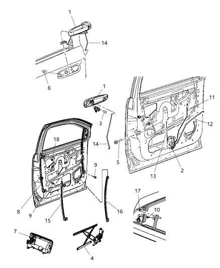 2008 Dodge Durango  Front Door Latch Diagram for 55364986AA