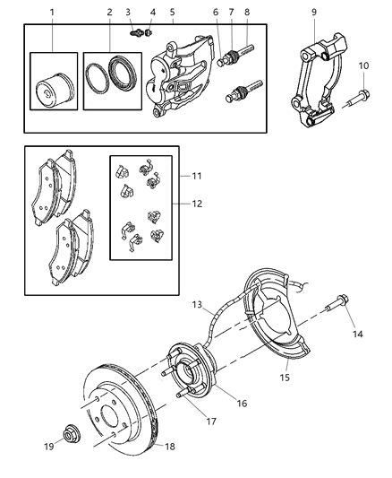 2007 Chrysler Aspen  Brake Hub And Bearing Diagram for 52104499AE