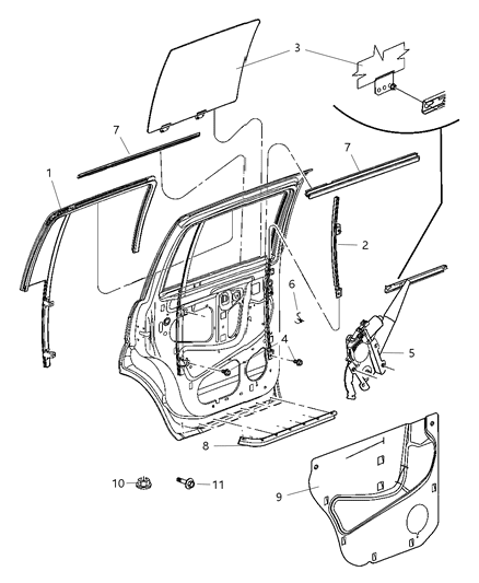 2006 Dodge Durango  Glass-Rear Door Diagram for 55364074AE
