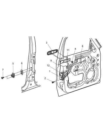 2003 Jeep Liberty  Front Left Driver Side Door Latch & Lock Actuator Assembly Diagram for 55177043AH