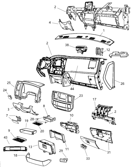 2007 Dodge Ram 3500  Outlet-Air Diagram for 1CX301DHAB