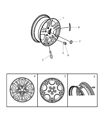 2004 Dodge Caravan  Steel Wheel Diagram for 4766331AB