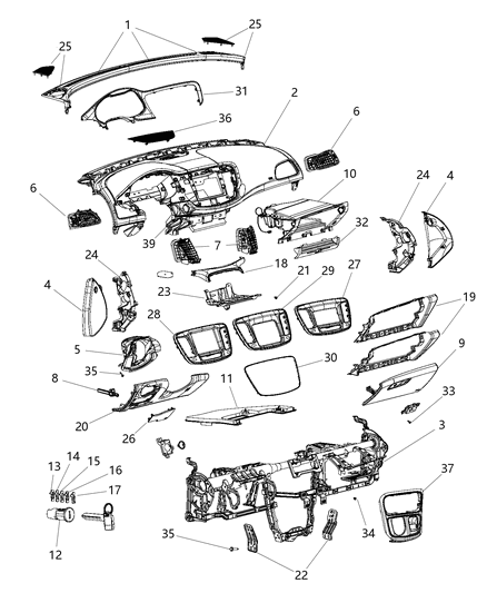 2016 Chrysler 200 Bracket-Instrument Panel Diagram for 68093057AA