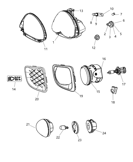 2009 Chrysler PT Cruiser  Bulb Diagram for L003157K