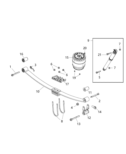 2015 Ram 3500  Rear Leaf Spring Diagram for 68106102AC