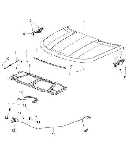 2014 Jeep Compass  Hood Latch Diagram for 68079690AC