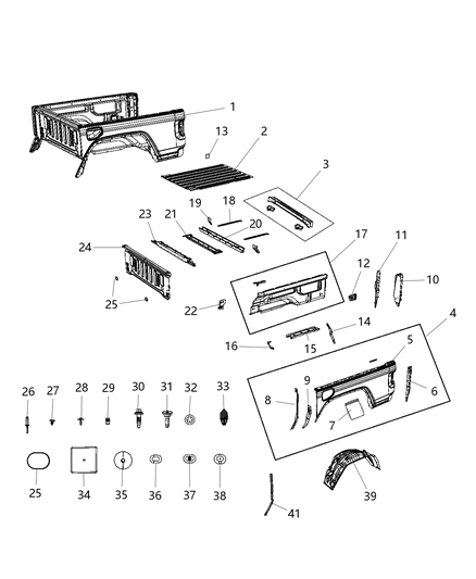 2020 Jeep Gladiator  Box Floor Diagram for 68371662AB