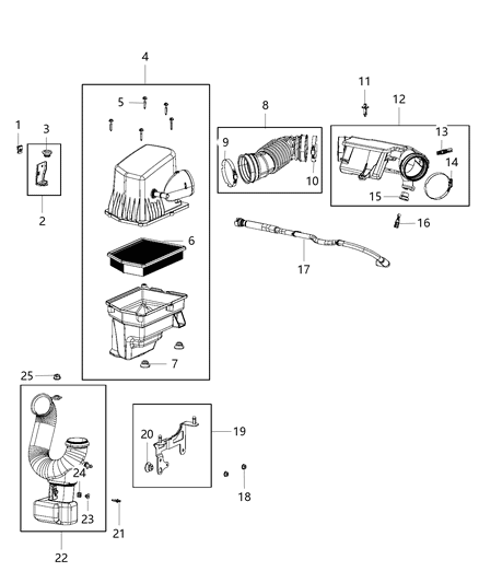 2015 Jeep Cherokee  Air Cleaner Hose Diagram for 52022380AC