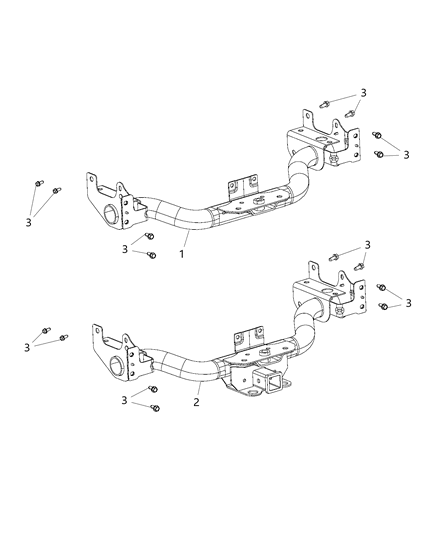 2010 Dodge Ram 1500  Reinforce-Trailer Hitch Mounting Diagram for 55398752AA