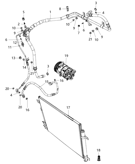 2020 Chrysler Pacifica  Line-A/C Suction & Discharge Diagram for 68450832AA