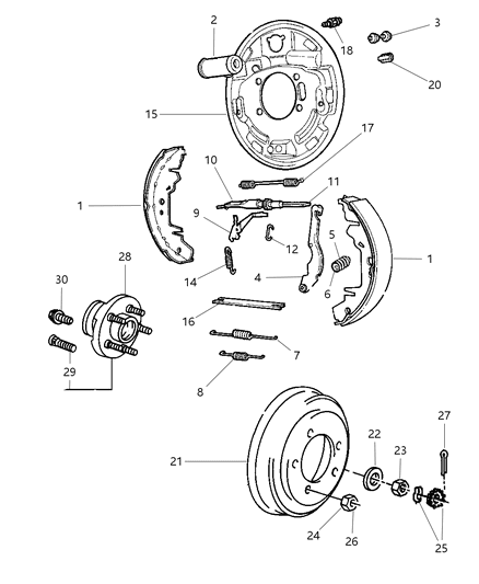 2004 Chrysler Town & Country  Plate-Rear Drum Brake Diagram for 5093233AA