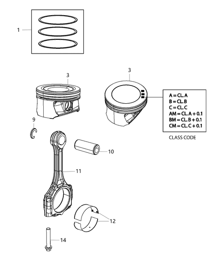 2018 Jeep Compass  Bearing-Connecting Rod Diagram for 4892950AB