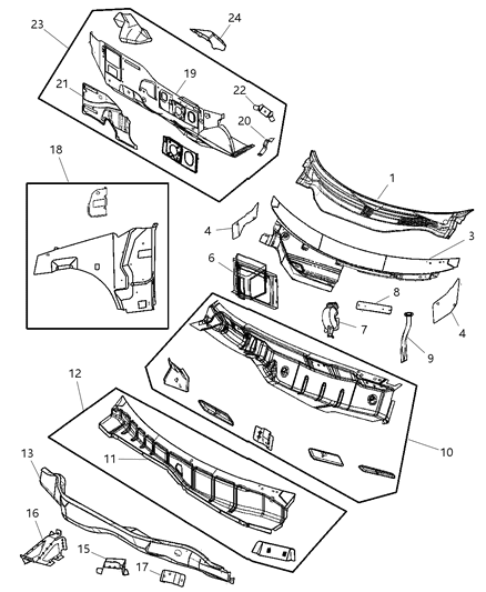 2006 Chrysler Pacifica  Grille-COWL Panel Diagram for 4894160AF