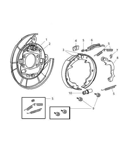 2009 Chrysler Sebring  Parking Brake Shoe Diagram for 5191215AA