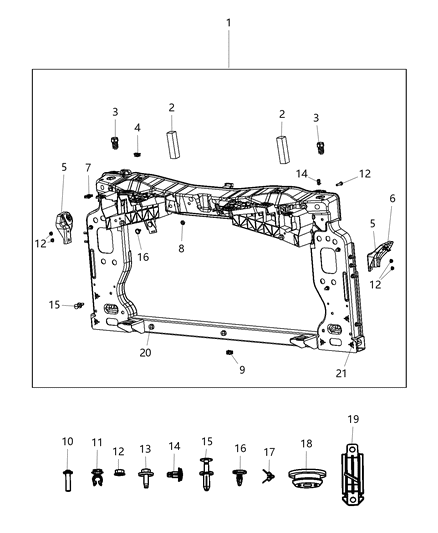 2015 Dodge Dart  Radiator Upper Bracket Diagram for 68146002AA