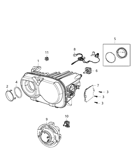 2019 Dodge Challenger  Headlamp Left Diagram for 68174067AE