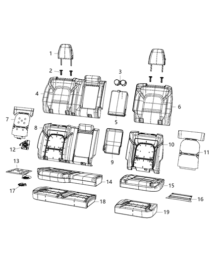 2021 Ram 1500  Pad-Seat Back Diagram for 68267052AA