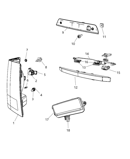 2009 Jeep Grand Cherokee  Lamp-Tail Stop Turn SIDEMARKER Diagram for 55079013AC