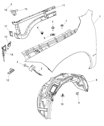 2017 Ram 2500  Closure-Fender Diagram for 68095950AH