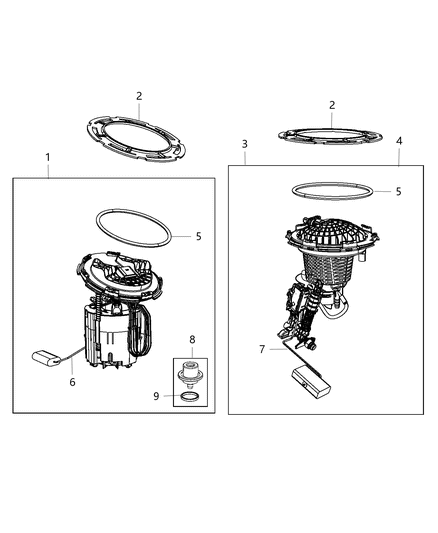 2015 Dodge Charger  Fuel Pump Module Assembly Left Diagram for 68145815AC