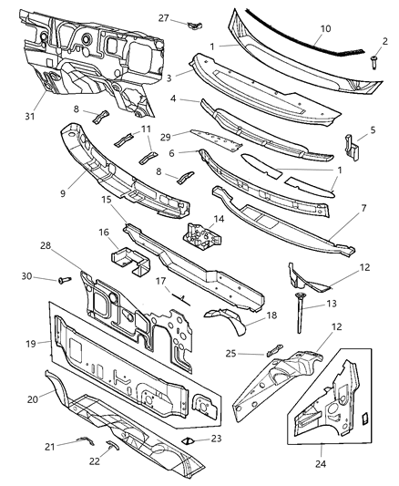 2007 Chrysler Town & Country  Seal-COWL Diagram for 5020317AA