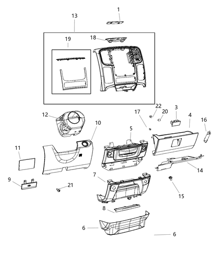 2018 Ram 3500  DAMPENER-Glove Box Door Diagram for 68191988AA