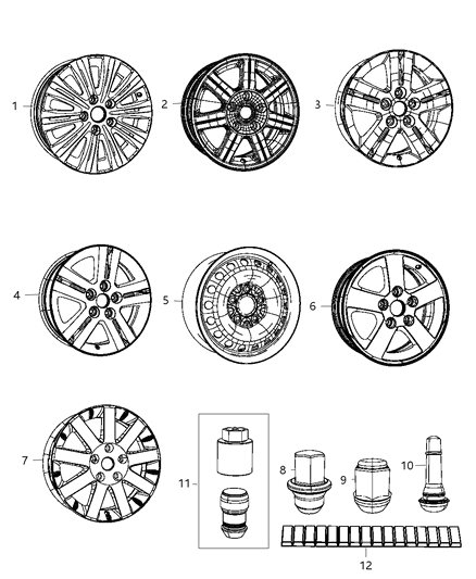 2011 Chrysler Town & Country  Wheel Rim Diagram for 1AN31PAKAC