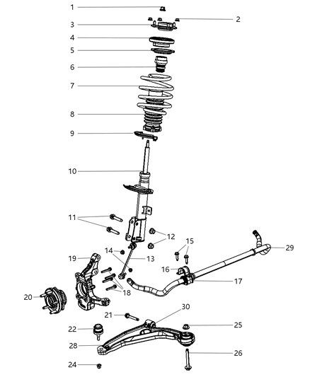 2007 Dodge Avenger  Bearing-STRUT Mount Diagram for 5171093AB