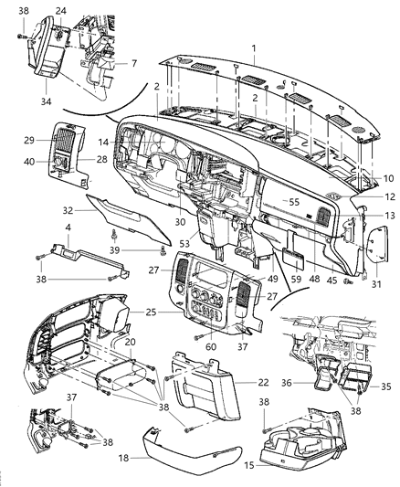 2005 Dodge Ram 1500  Passenger Side Air Bag Diagram for YM10XZAAB