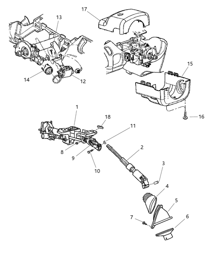 2005 Chrysler PT Cruiser Clip-Steering Coupling Diagram for 6036212AA