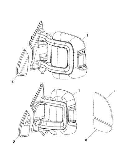 2014 Ram ProMaster 3500  Mirror Replacement Glass Diagram for 68413475AA