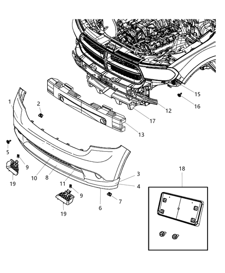 2013 Dodge Durango  Grille-FASCIA Diagram for 68089170AB