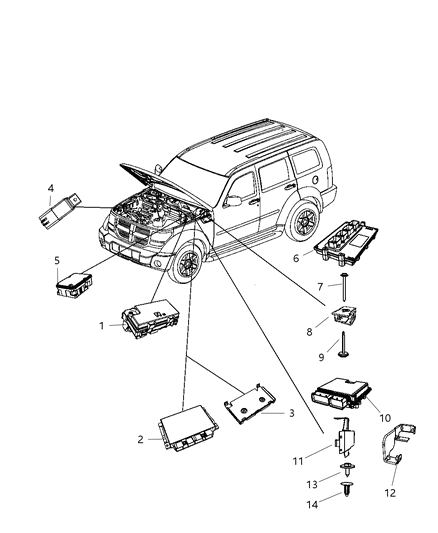 2009 Dodge Nitro Electrical Engine Controller Module Diagram for 5187641AB
