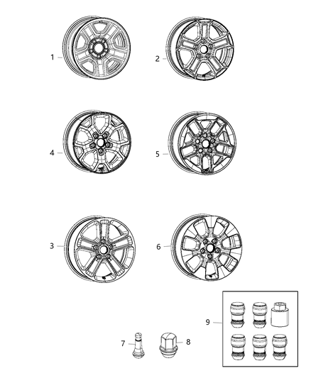 2018 Jeep Wrangler  Steel Wheel Diagram for 5VH22RXFAA