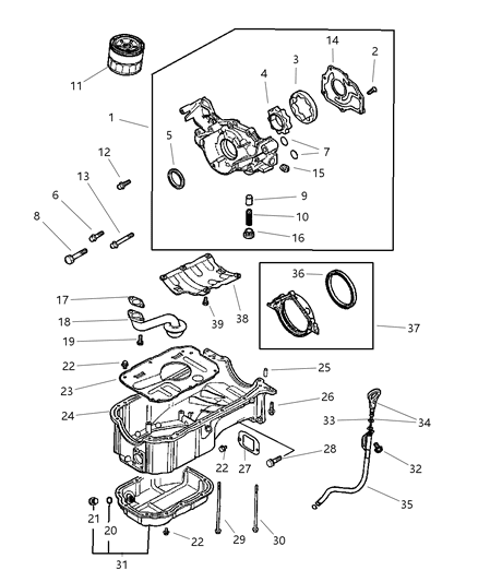 2005 Dodge Stratus Bolt-Engine Front Case Diagram for MF303371