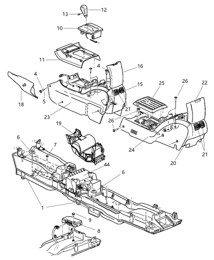 2004 Chrysler Pacifica Bezel-Center Console Diagram for UD82XDVAC