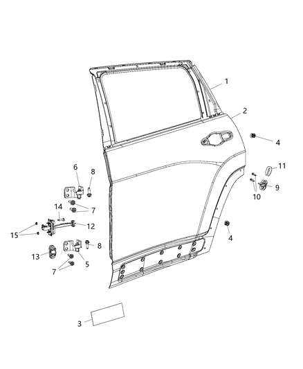 2014 Jeep Cherokee  Panel-Rear Door Outer Repair Diagram for 68102842AB