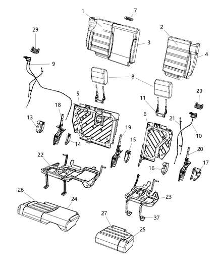 2018 Jeep Wrangler  Rear Seat Back Cover Diagram for 5MH61DX9AB